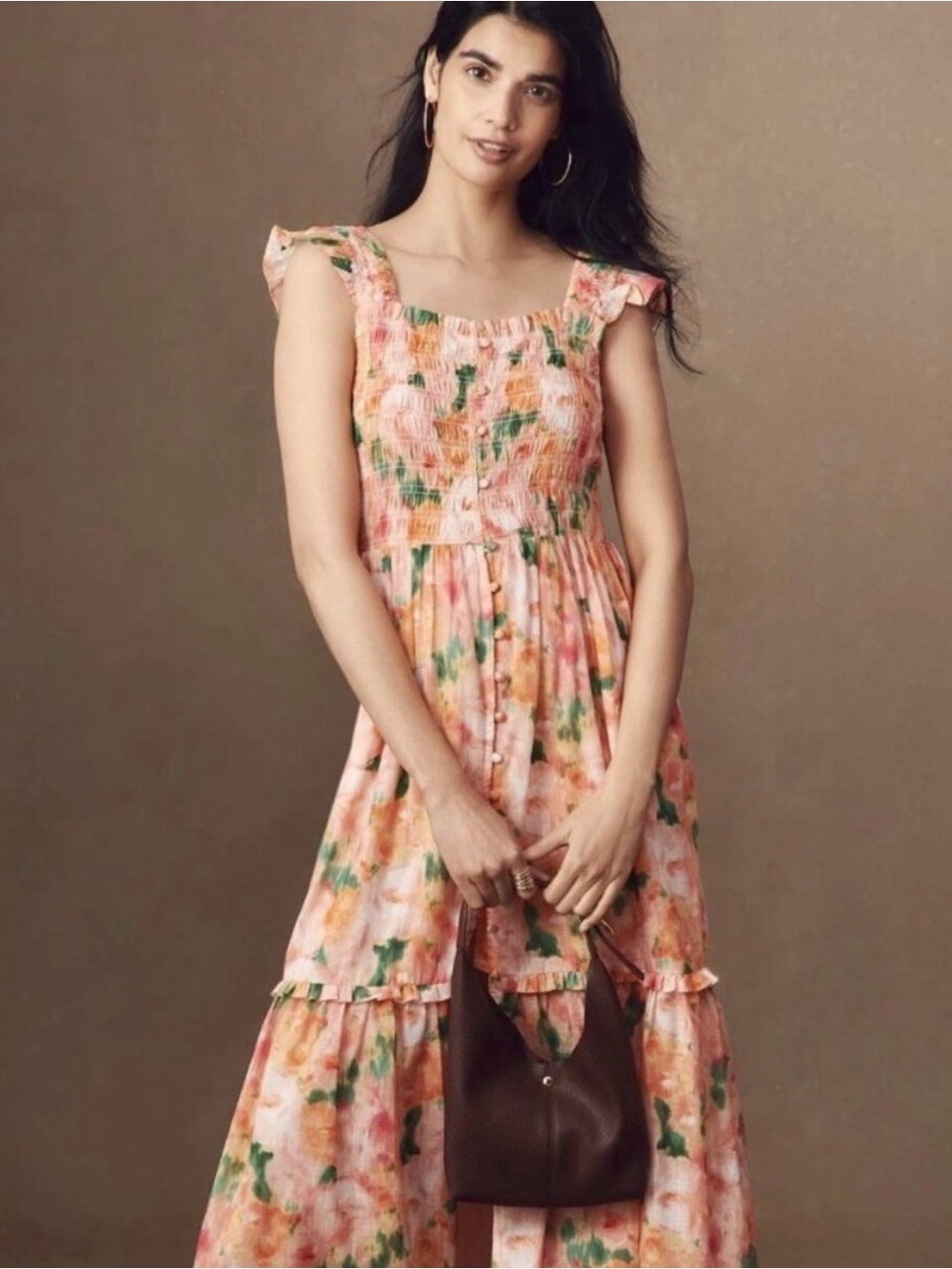 Anthropologie The Peregrine Square-Neck Midi Dress